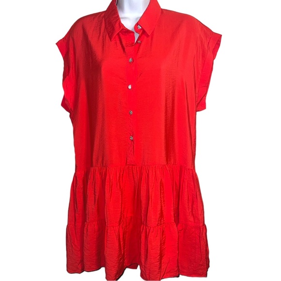 NWT ZARA Orange coral Cap Sleeve Dress SZ S - Picture 1 of 5
